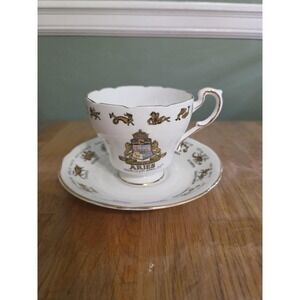 Regal Bone China England Zodiac Birthday Teacup & Saucer "ARIES"  Horoscope